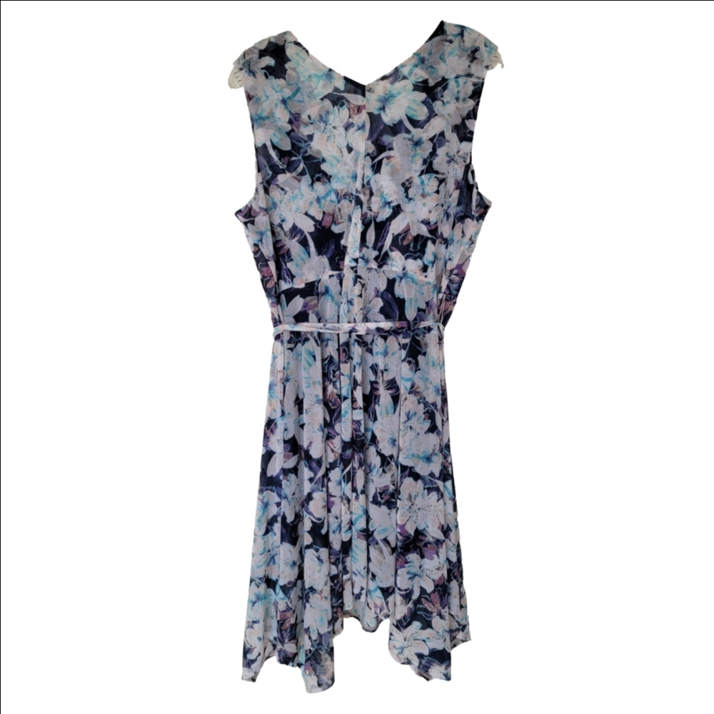 Simply Vera Wang Floral Sleeveless Belted Midi Dress - Blue/White - Picture 10 of 10